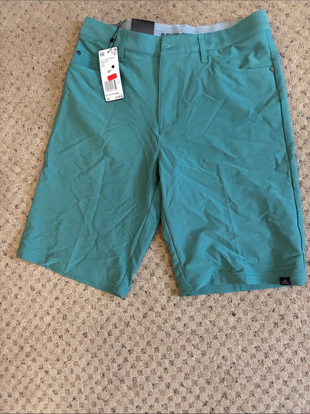 adidas Men’s Teal Flat Front Performance Shorts